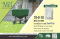 Turf fertilizer 19-0-010 flyer showing  a spreader on grass